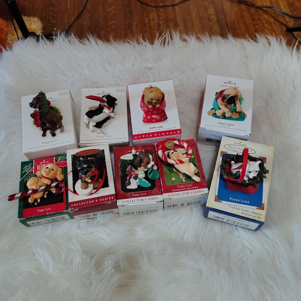 Hallmark "Puppy Love" Ornaments LOT Of 9